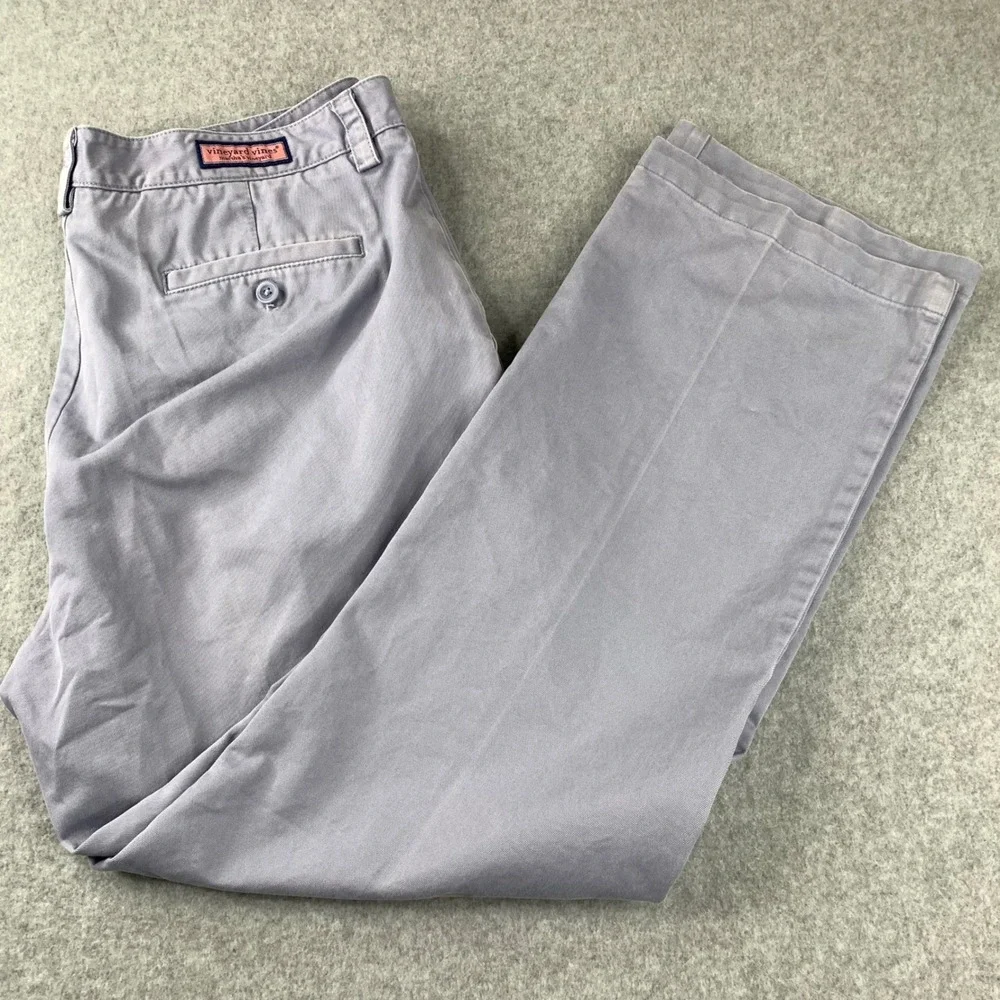 Vineyard Vines Breaker Pants Mens 36x32 Purple‎ Grey Straight Leg Chinos